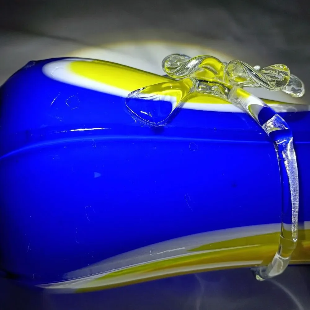 Murano-style art glass vase Blue And Yellow Floral